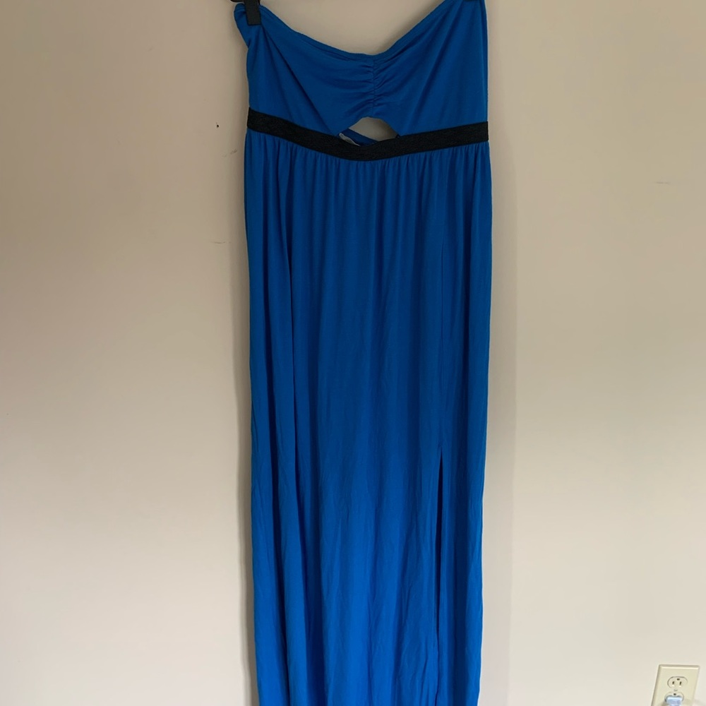 Urban Outfitters blue strapless maxi dress